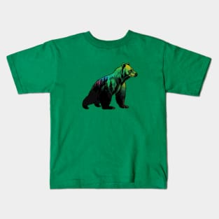 Bear Forest Double Exposure Kids T-Shirt